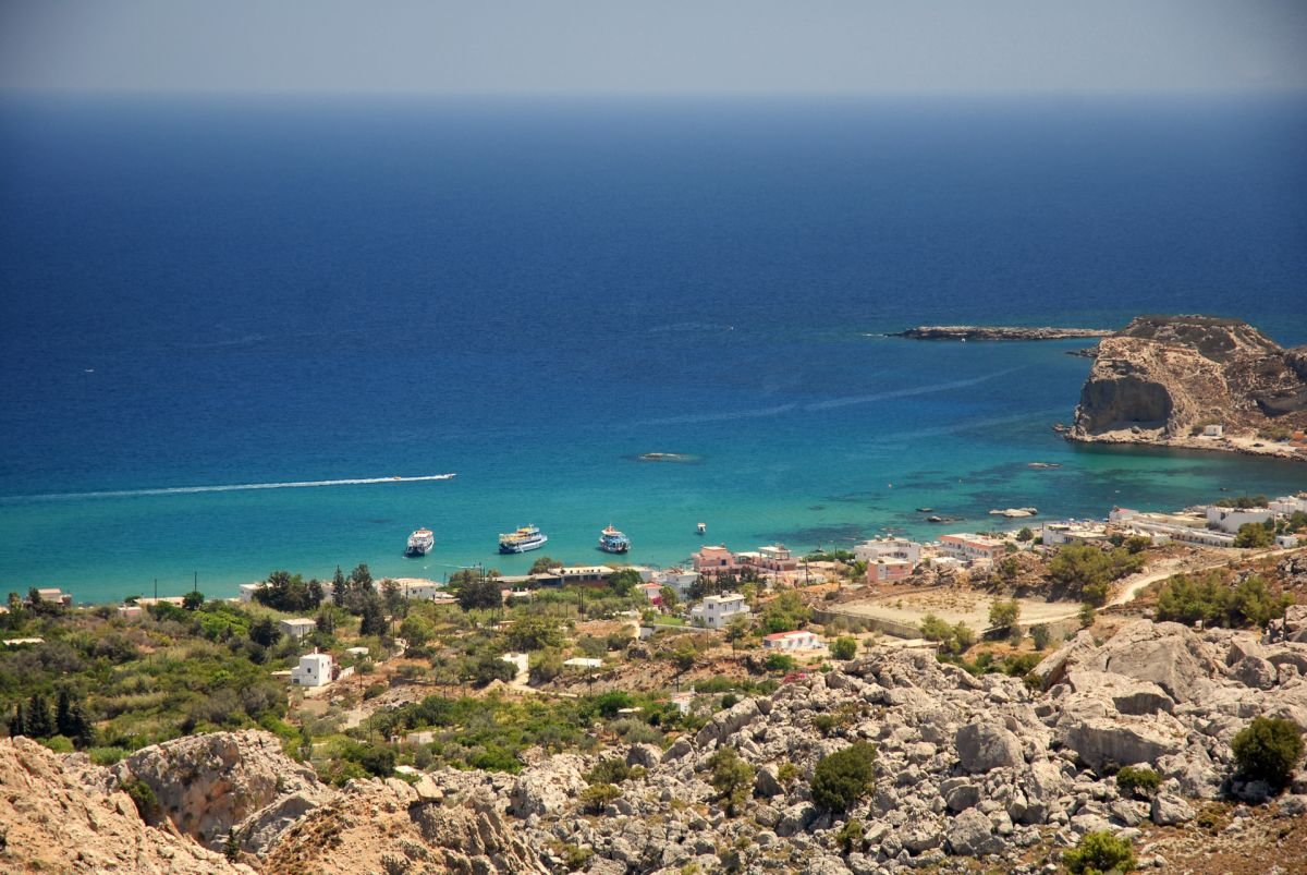 View over Stegna on the east coast of Rhodes