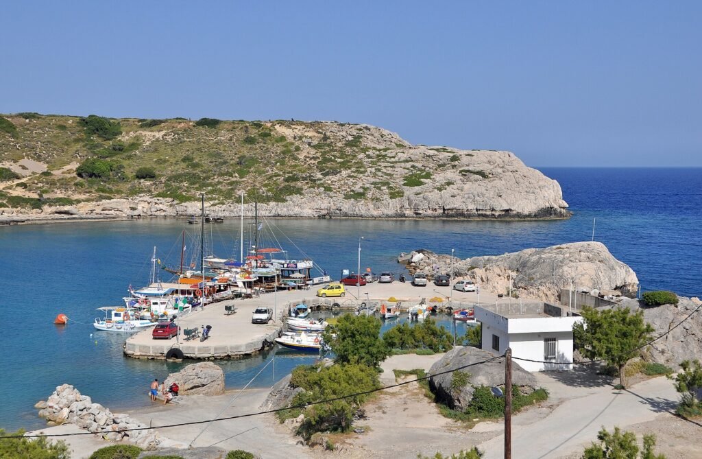 Kolymbia harbour and bay on the east coast of Rhodes