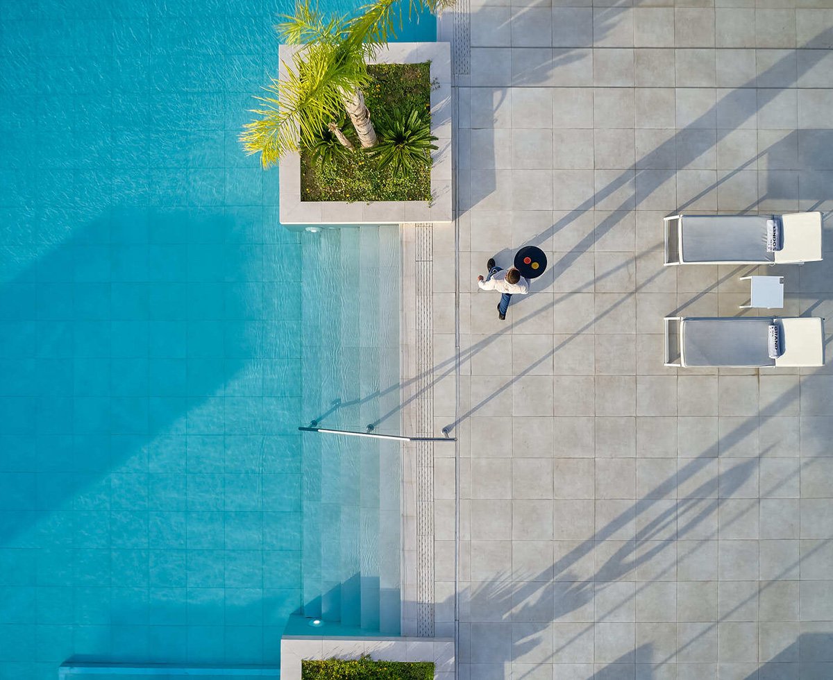 Main pool at Lindos Grand Resort and Spa above Vlycha Bay