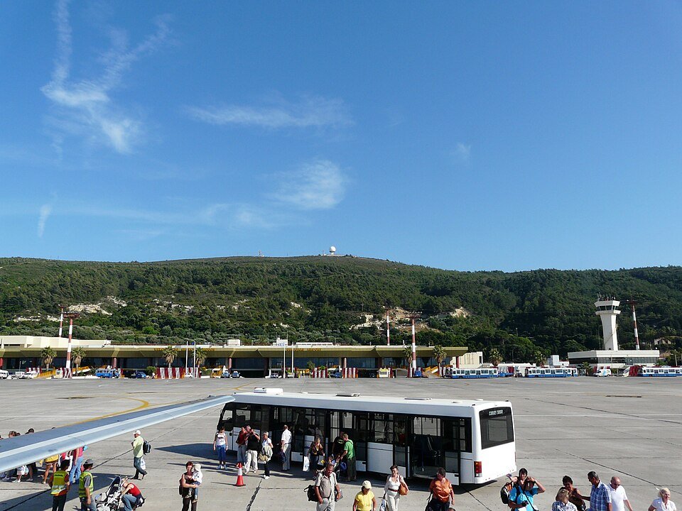 Rhodes Airport terminal beside Paradisi village