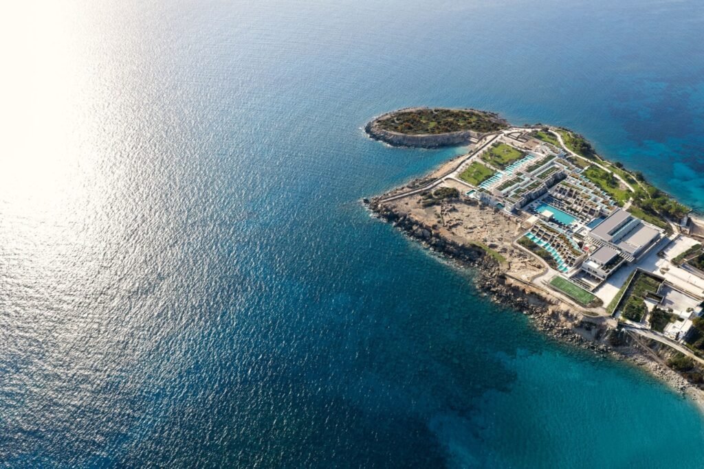 Aerial view of Amoh, a Luxury Collection Resort, on the coast of Rhodes