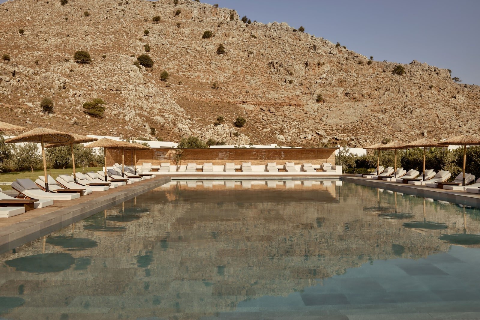 Pool and mountain backdrop at Casa Cook Rhodes in Kolymbia