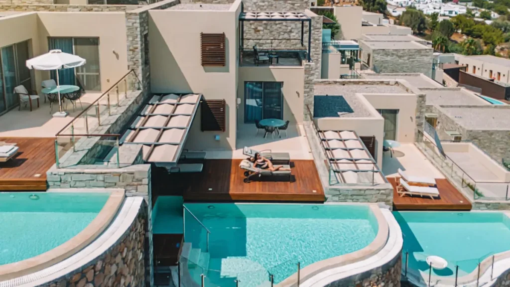 Terraced suites with private pools at Lindos Blu Luxury Hotel & Suites, Rhodes